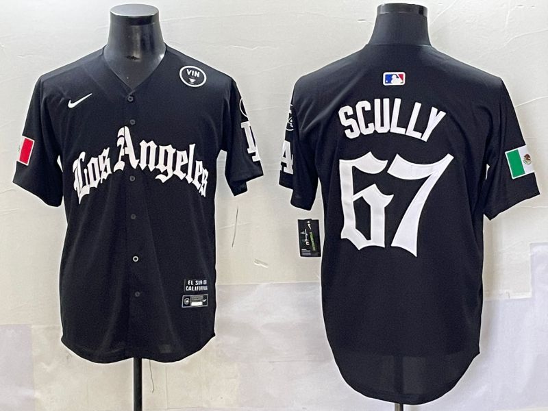 Men 2025 Los Angeles Dodgers #67 Scully Black Five generations Joint Name Nike MLB Jersey style 9->los angeles dodgers->MLB Jersey